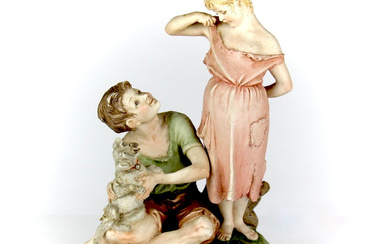 NAPLES PORCELAIN FIGURE OF A YOUNG GIRL & BOY.
