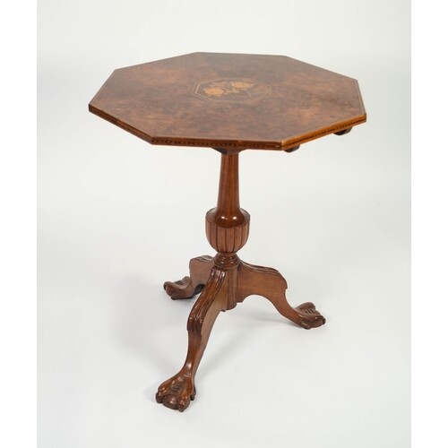 NINETEENTH CENTURY INLAID WALNUT OCCASIONAL TABLE, the octag...