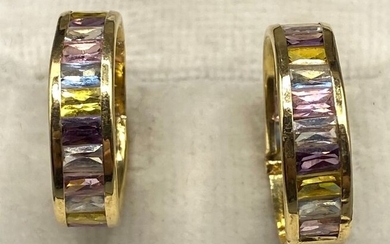 NO RESERVE PRICE - 18 kt. Yellow gold - Earrings Amethysts - Citrines, Topazs