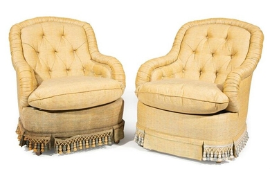 Napoleon III-Style Upholstered Barrel-Back Chairs