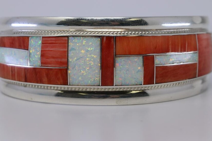 Native American Zuni Spiny Oyster Opal Sterling Silver