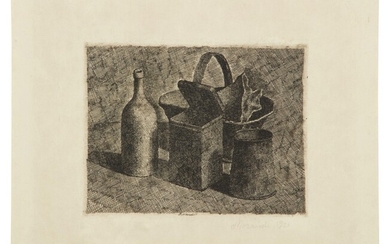 Natura morta con il cestino del pane (Lastra piccola) (Vitali 14), Giorgio Morandi