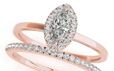Natural 2.12 CTW Diamond Engagement Ring SET 14K Rose Gold