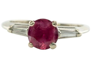 Natural Ruby Tapered Diamond Ring Band 14K Gold Multi