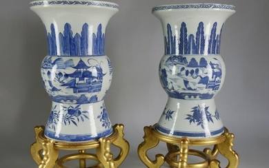 Near Pair of Canton Baluster Urns, mid 19th Century