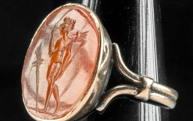 Neoclassical Electrum Ring Roman Agate Intaglio Nike