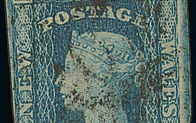 New South Wales 1854-63 Diadem Issues 1856 imperf 2d. pale blue, watermark "1", mainly good to...