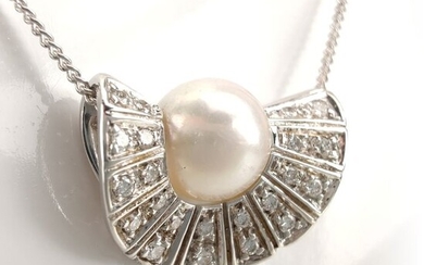 Nimei - 18 kt. White gold - Necklace with pendant Pearl - Diamonds