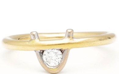 No Reserve - 18 kt. Bicolour, Gold - Ring - 0.12 ct Diamond