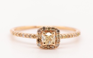 No Reserve Price - 0.60 tcw - Fancy Light Yellow - 14 kt. Pink gold - Ring Diamond