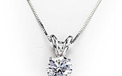 No Reserve Price - 1.01 Ct D/SI Round Diamond Ring - Necklace with pendant - 14 kt. White gold Diamond (Natural)