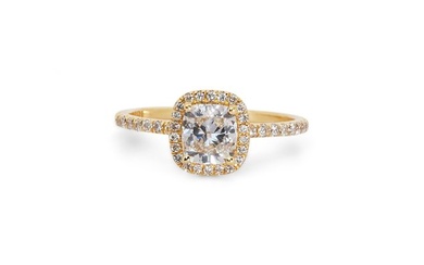 No Reserve Price---1.24 total diamond carat - 18 kt. Yellow gold - Ring - 1.01 ct Diamond - Diamonds