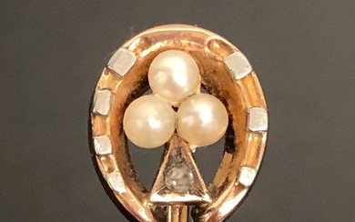 No Reserve Price - Brooch - 18 kt. Rose gold Pearl - Diamond