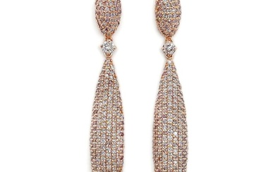***No Reserve Price*** IGI Certified 3.02 Carat Pink Diamond Earrings - 14 kt. Pink gold - Earrings
