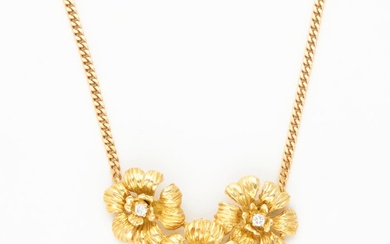 No Reserve Price Necklace - Yellow gold 0.05ct. Diamond