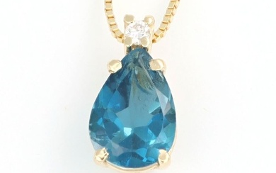 No Reserve Price - Necklace with pendant - 18 kt. Yellow gold Diamond (Natural) - Topaz