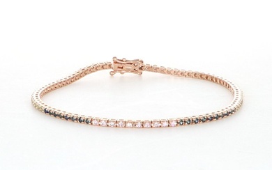 " No Reserve Price " New - 18 kt. Pink gold - Bracelet - 1.85 ct Sapphire