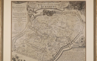 Nuremberg - Plan - "Geometrischer Grundris der des Heiligen Römischen Reichs Freyen Stadt Nürnberg", gravure...