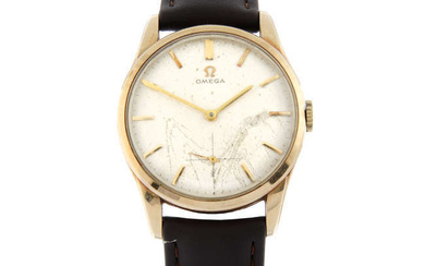 OMEGA - a 9ct yellow gold wrist watch, 34mm.