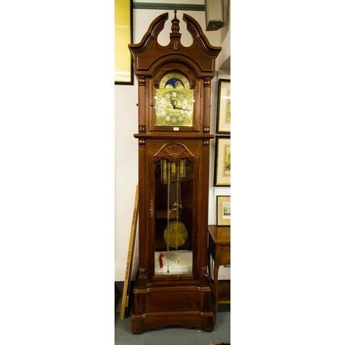 ORNATE GRANDFATHER CLOCK WITH BRASS FACE. 50 X 34 X 70CM HIG...