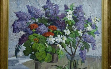 Oil painting Lilac bouquet Zhugan Vladimir Alexandrovich