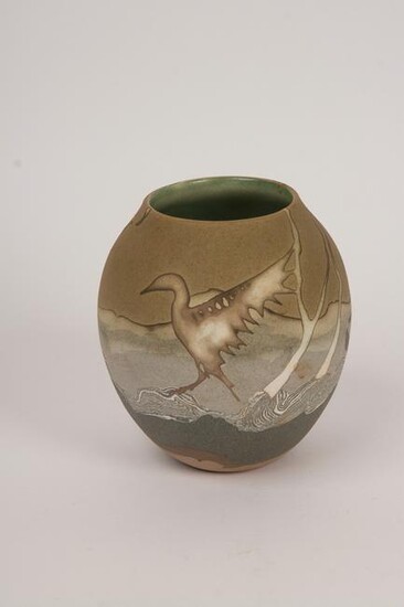 Oriental Bird Motif Display Vase