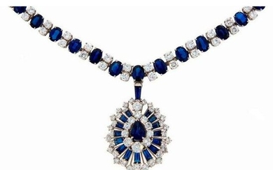 Oscar Heyman Sapphire Diamond Platinum Necklace