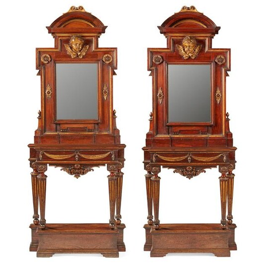 PAIR OF GEORGE II STYLE MAHOGANY AND PARCEL GILT