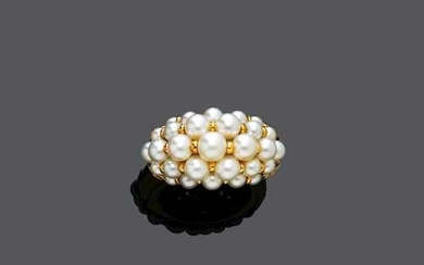 PEARL AND DIAMOND RING, BY CARTIER, ca. 1990.