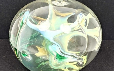 PETER BRAMHALL Signed 2004 Art Glass Sculpture. Clear G