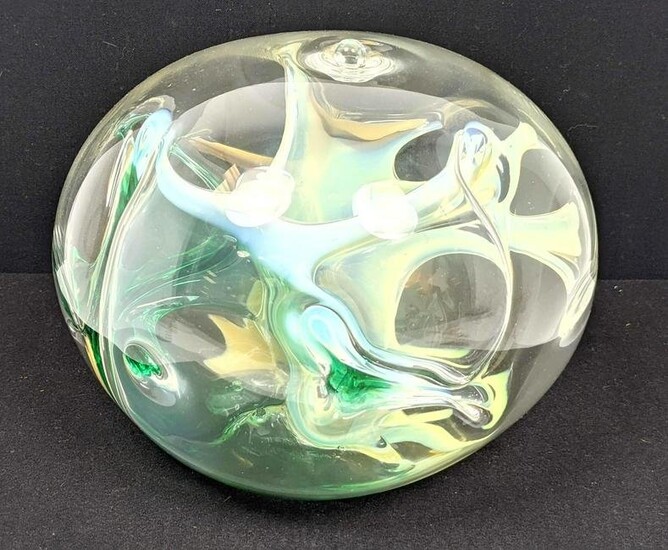 PETER BRAMHALL Signed 2004 Art Glass Sculpture. Clear G