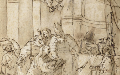 PIETRO ANTONIO DE PIETRI (NOVARA 1663-1716 ROME), La Présentation au temple (recto); Esquisse de la même composition (verso)