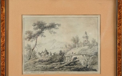 PILLEMENT Jean. (1728-1808). « Le passage du pont...
