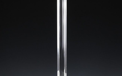 Pair Baccarat Crystal 17.5in. Light Pillar Candlesticks Hexagon form, modernist