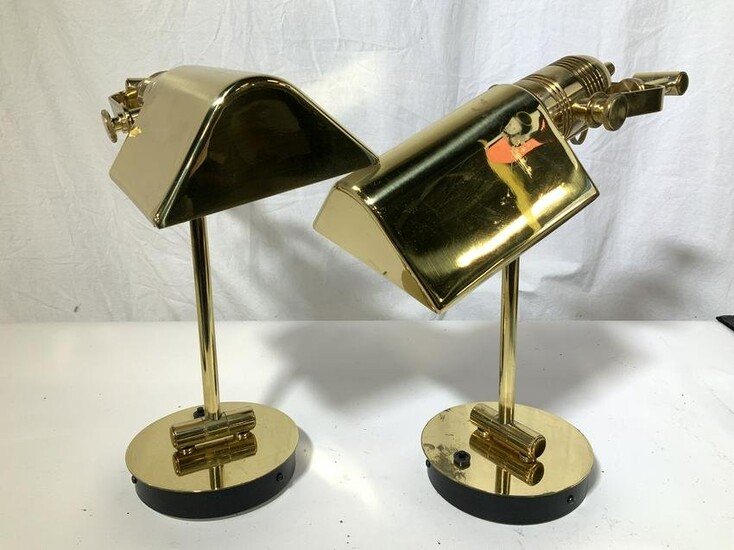 Pair Brass Wall Arm Lamps