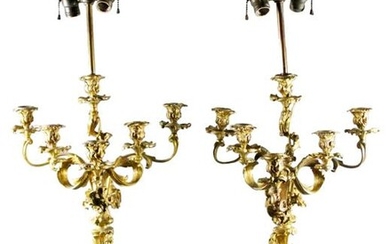 Pair Of Roccoco Style Gilt Bronze Candelabras