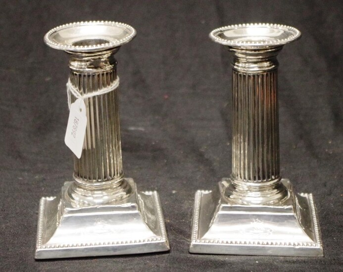 Pair Victorian sterling silver candlesticks London 1894, makers William...