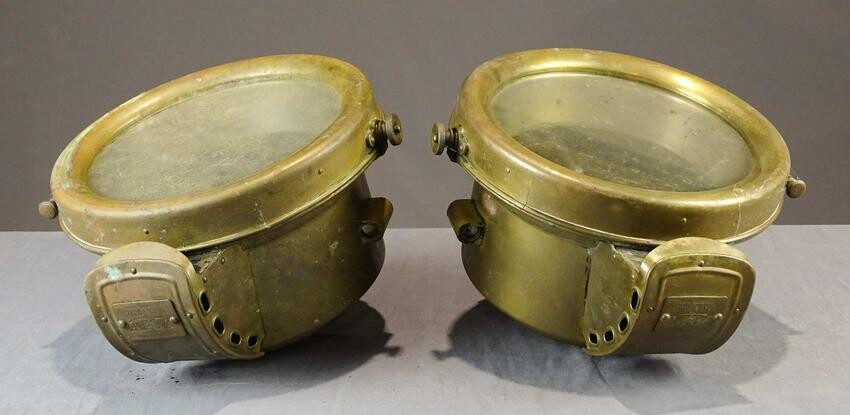 Pair of Brass Head Lamps