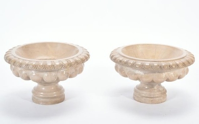 Pair of Carved Fluted Marble Tazzas.