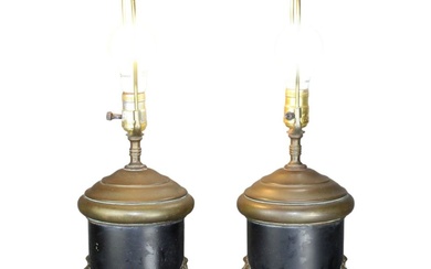 Pair of English Tole column form lamps