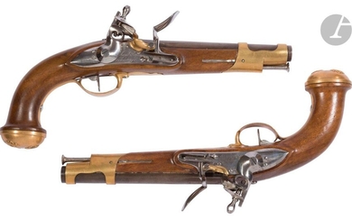 Pair of King's bodyguard flintlock pistols, 2nd model,...