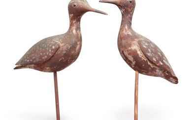 Pair of Long-Billed Curlews Decoys, Attributed to Fred M. Nichols (1854-1924), Lynn, Massachusetts, circa 1890
