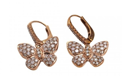 Pair of Pink Diamond and Diamond Earrings