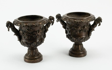 Pair of Pompeian-Style Bronze Vases