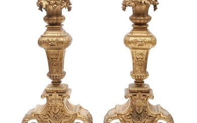 Pair of Régence Style Gilt-Metal Andirons Late 19th century