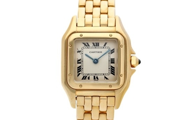 Panthère A yellow gold square shaped wristwatch with bracelet, Circa 1995