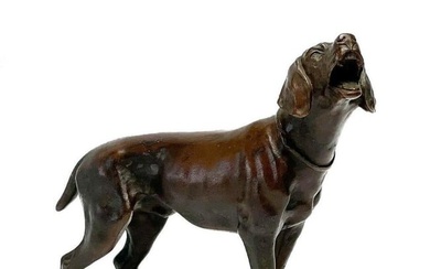 Patinated Bronze Figure of a Dog Barking early 20th century