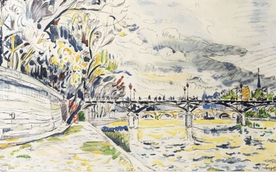 Paul SIGNAC (1863-1935) (d'après) Pont des Arts Procédé Jacomet sur papier, d'après une aquarelle de...