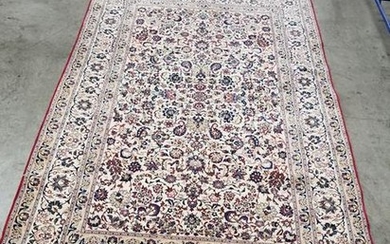 Persian Nain Wool pile with silk floral outlines hand