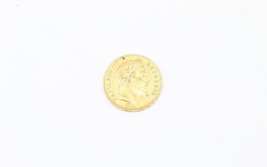Napoleon III gold 20 franc coin with laurelled head, Strasbourg,...